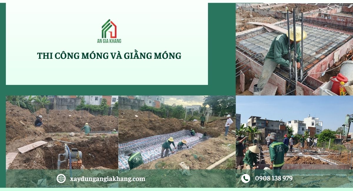 Thi công móng và giằng móng 