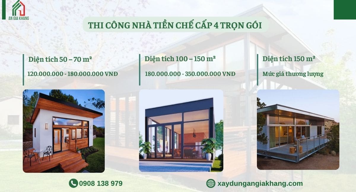 chi phí xây nhà tiền chế cấp 4 trọn gói