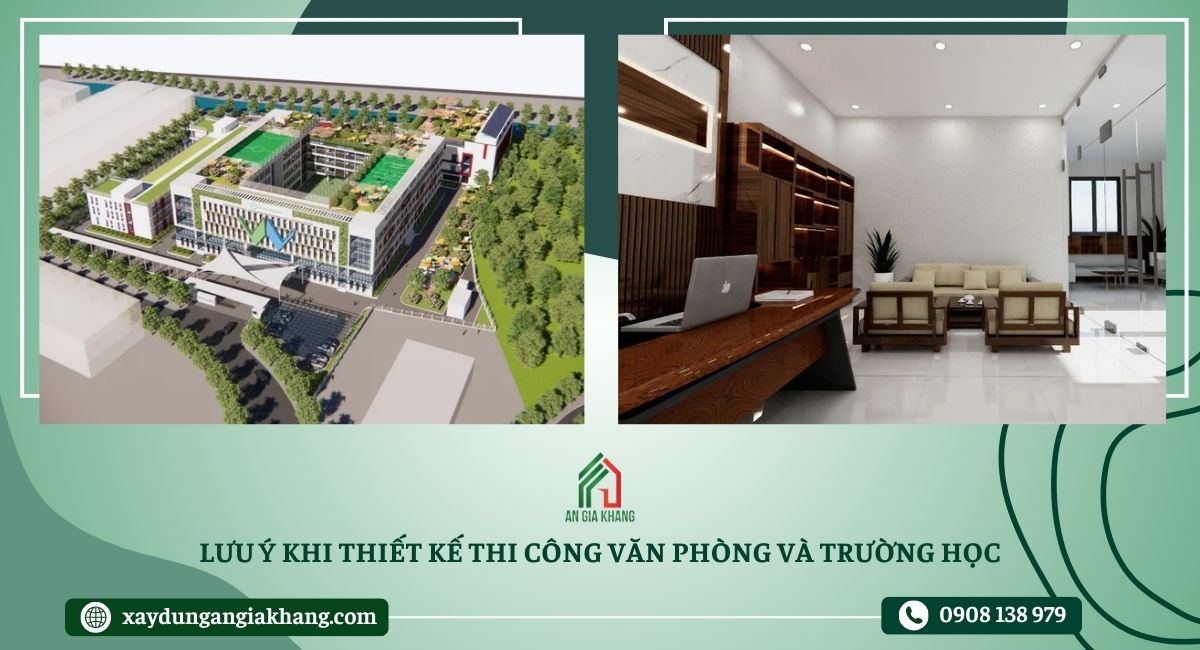 Lưu ý khi thiết kế thi công văn phòng và trường học