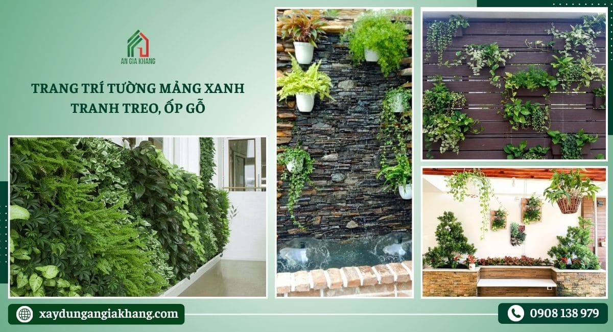 Trang trí tường mảng xanh, tranh treo, ốp gỗ