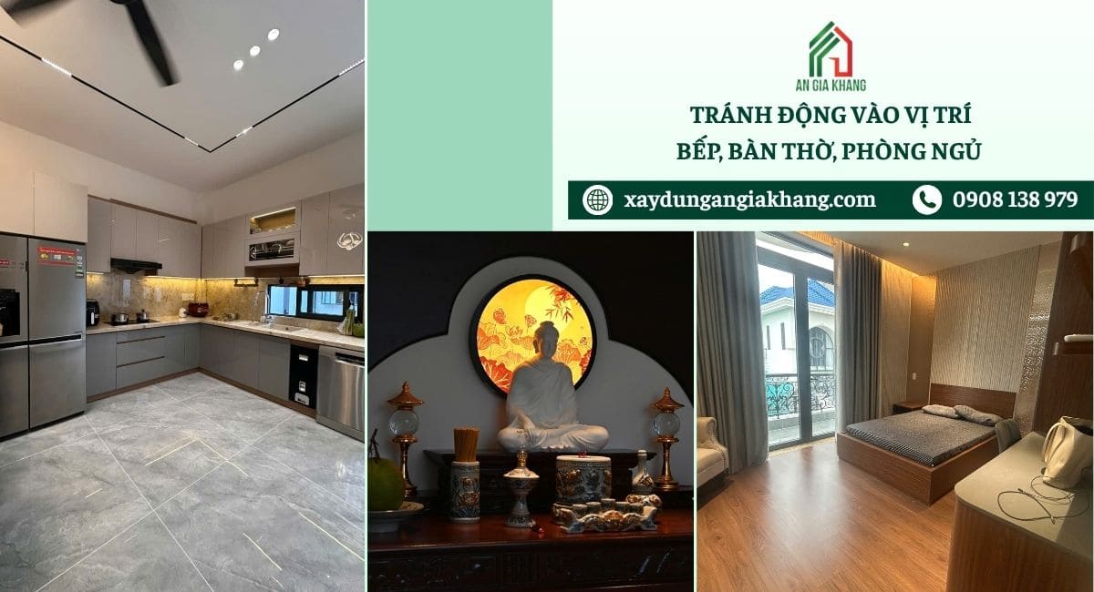 Tránh động vào vị trí bếp, bàn thờ phòng ngủ