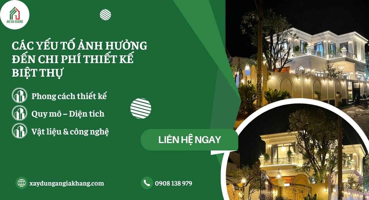 Yếu tố ảnh hưởng đến chi phí thiết kế biệt thự 