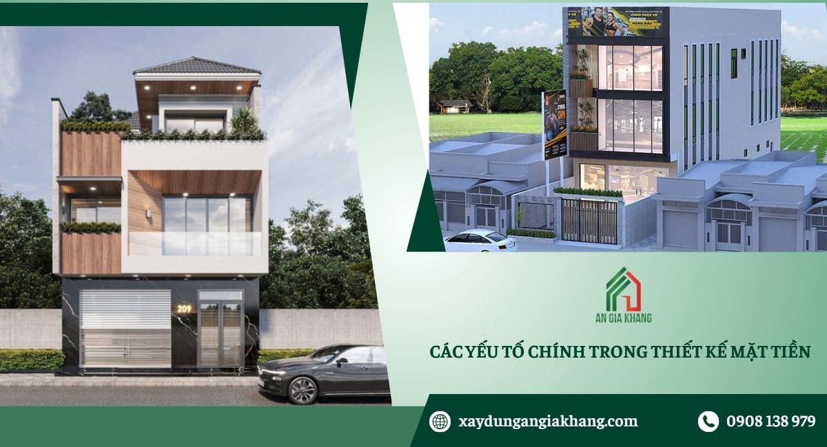 Yếu tố chính trong thiết kế mặt tiền nhà phố văn phòng 3 tầng 