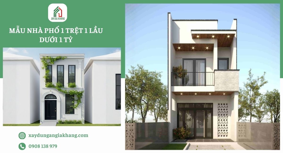 Mẫu nhà phố 1 trệt 1 lầu dưới 1 tỷ