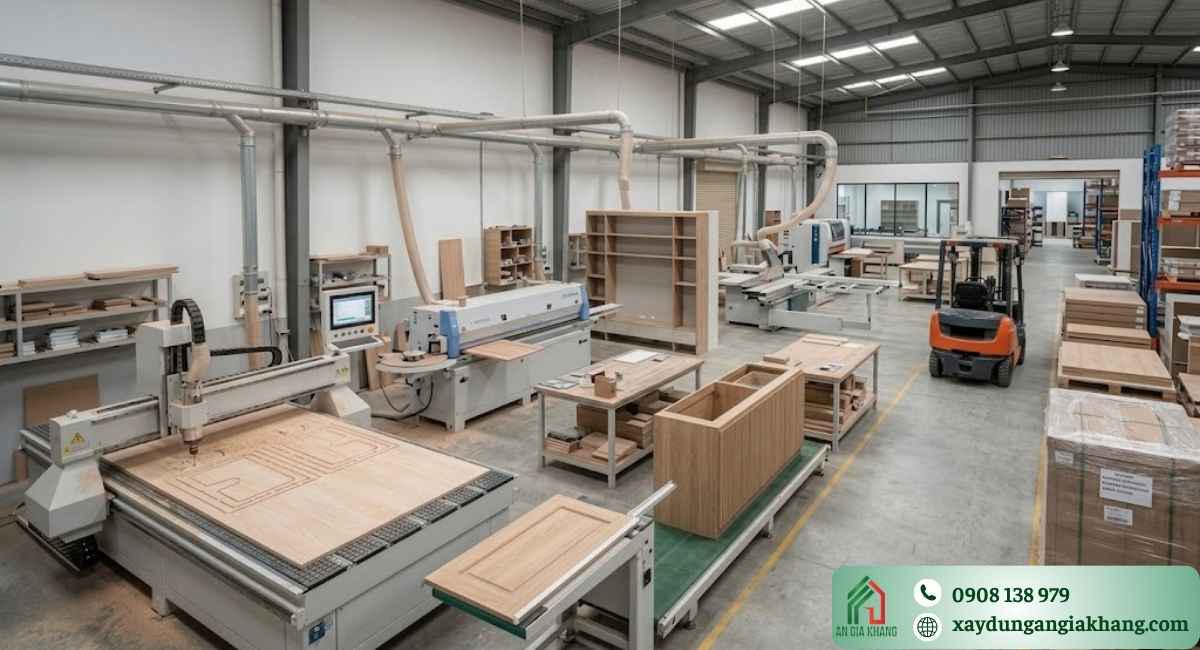 Xưởng thi công nội thất trực tiếp sản xuất theo yêu cầu
