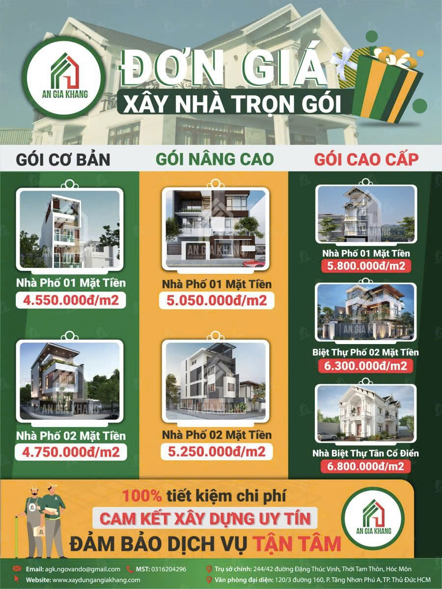 An Gia Khang có các gói xây nhà, mời Quý bạn tham khảo ngay!