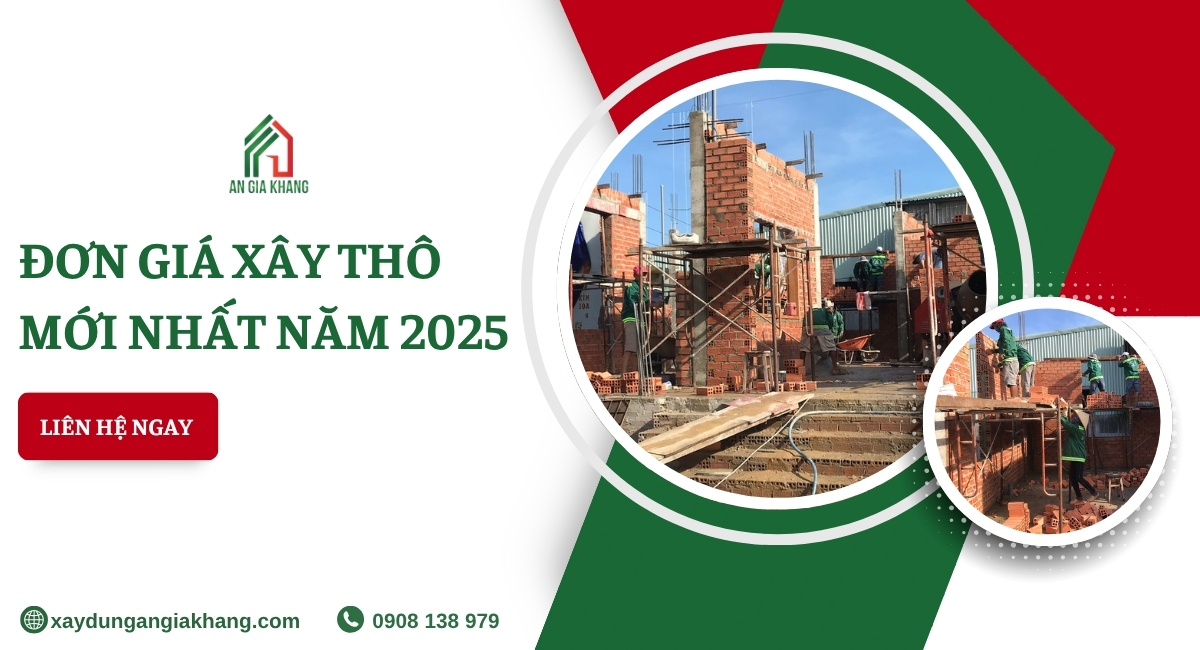 Đơn giá xây thô mới nhất 2025