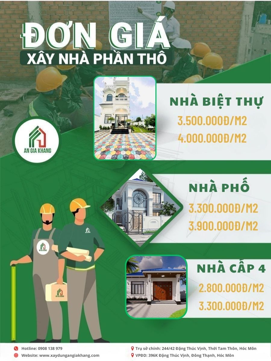 đơn giá xây nhà phần thô An Gia Khang