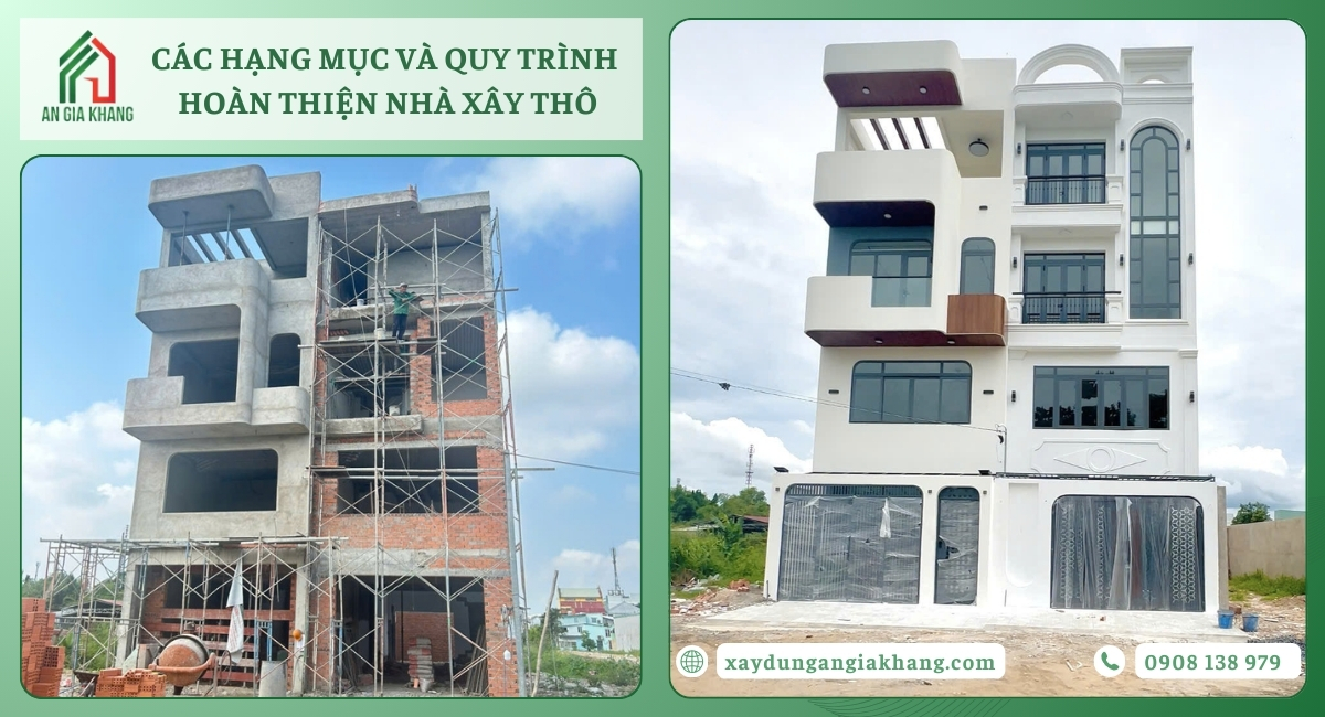 Các hạng mục và quy trình hoàn thiện xây thô từ A-Z