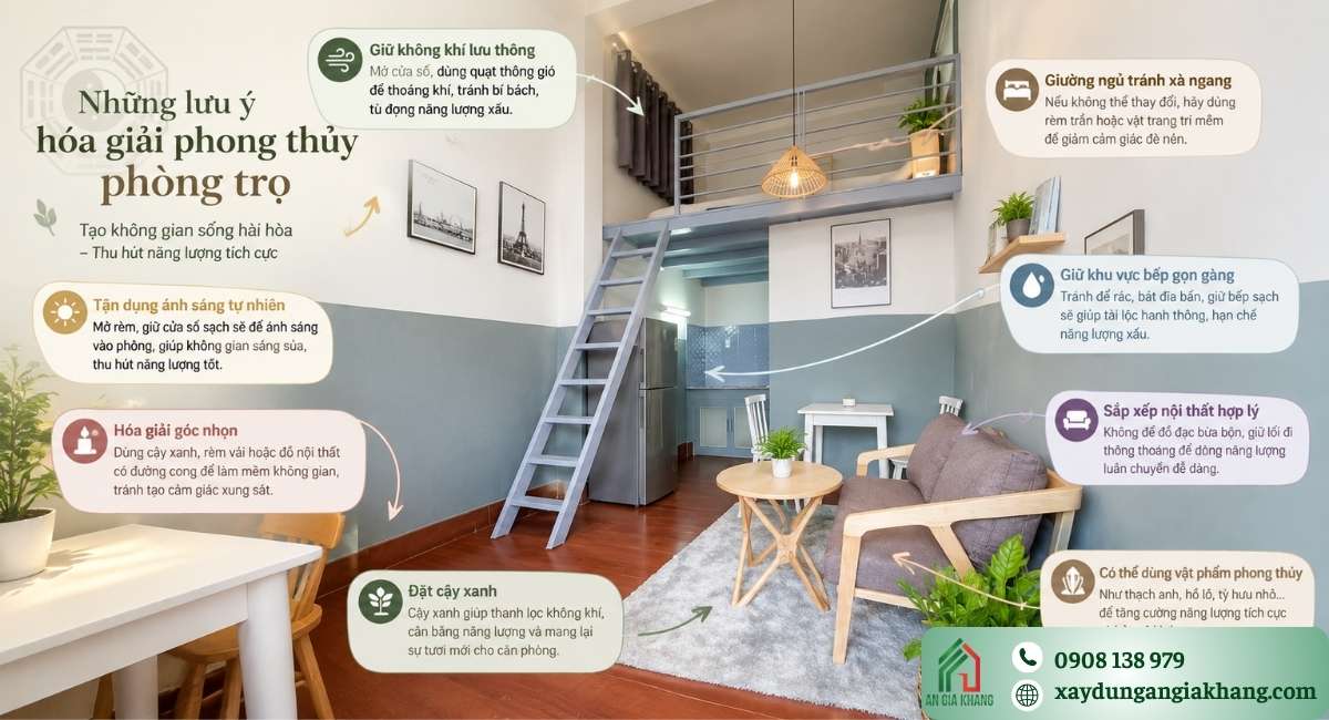 Những lưu ý khi hóa giải phong thủy phòng trọ