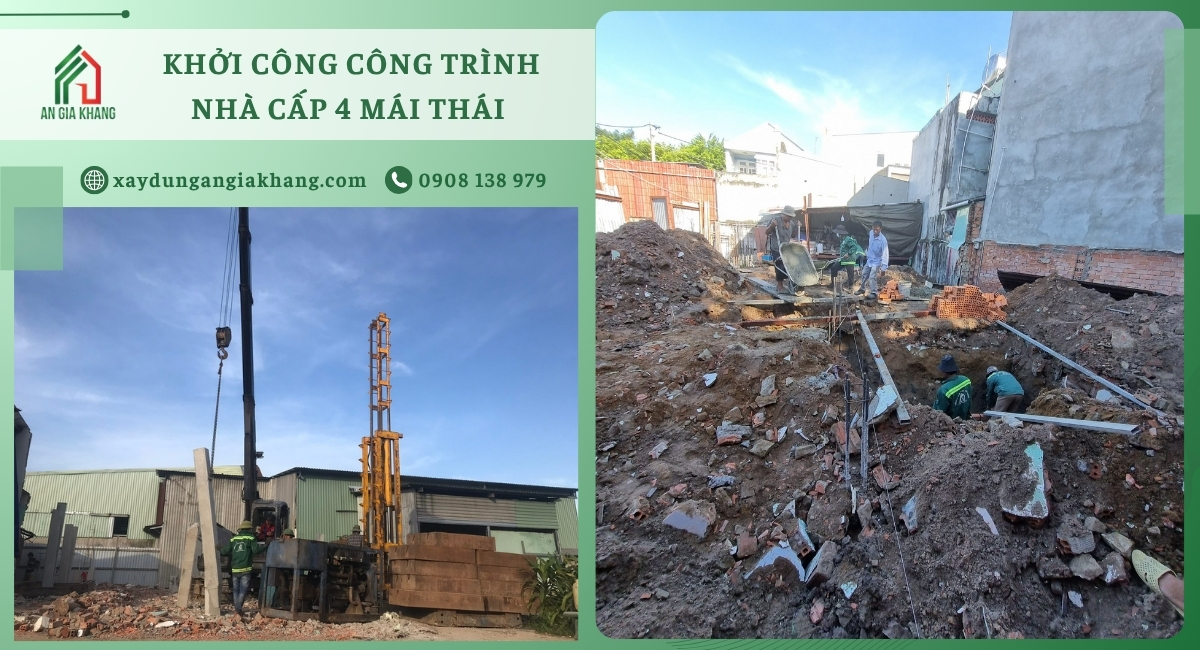 Khởi công công trình nhà cấp 4 mái thái