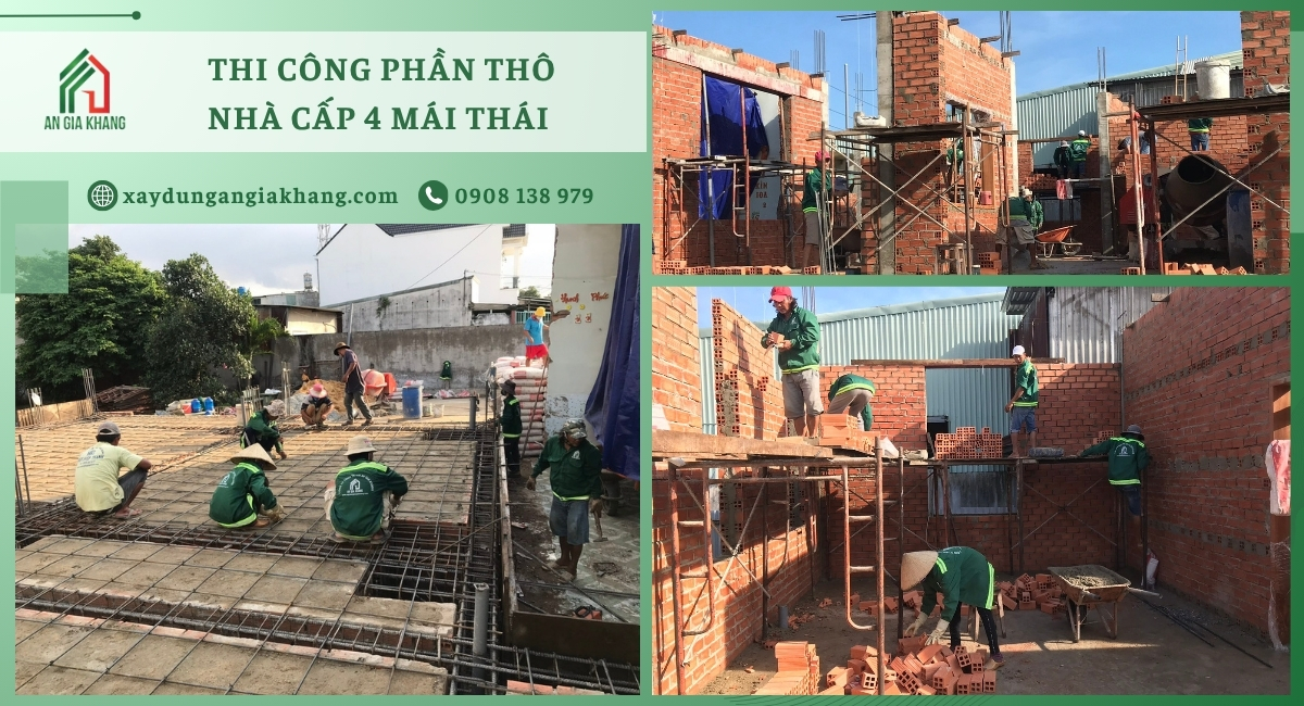 Thi công phần thô nhà cấp 4 mái thái