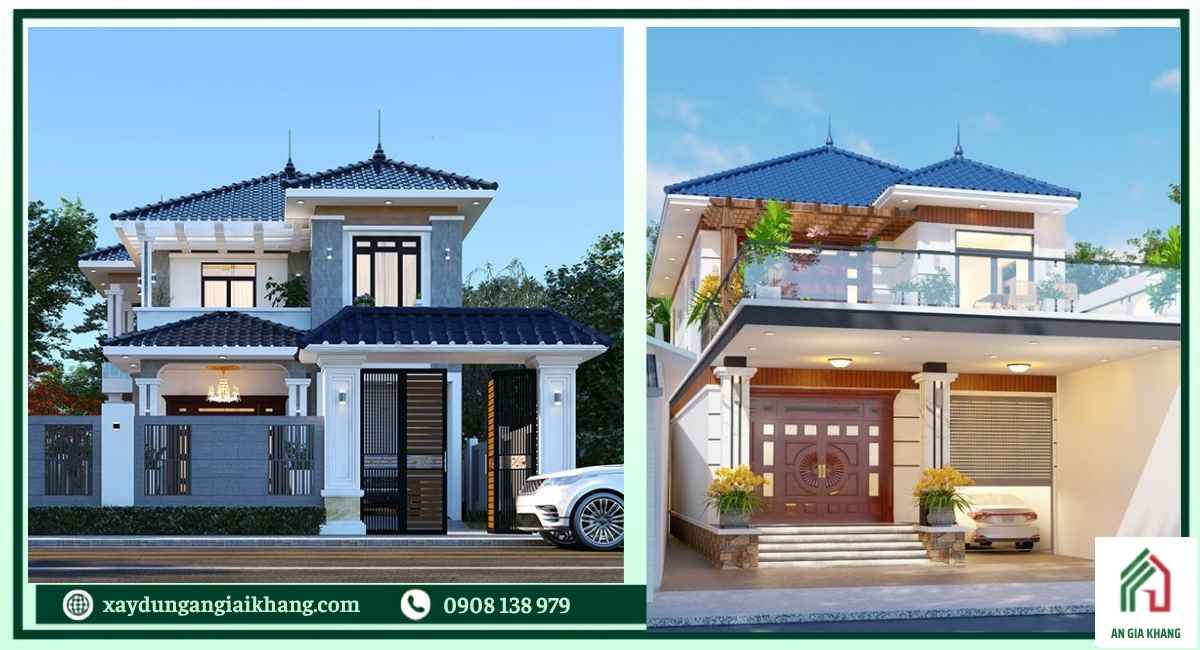 Nhà 2 tầng mái Nhật có gara hoặc sân vườn
