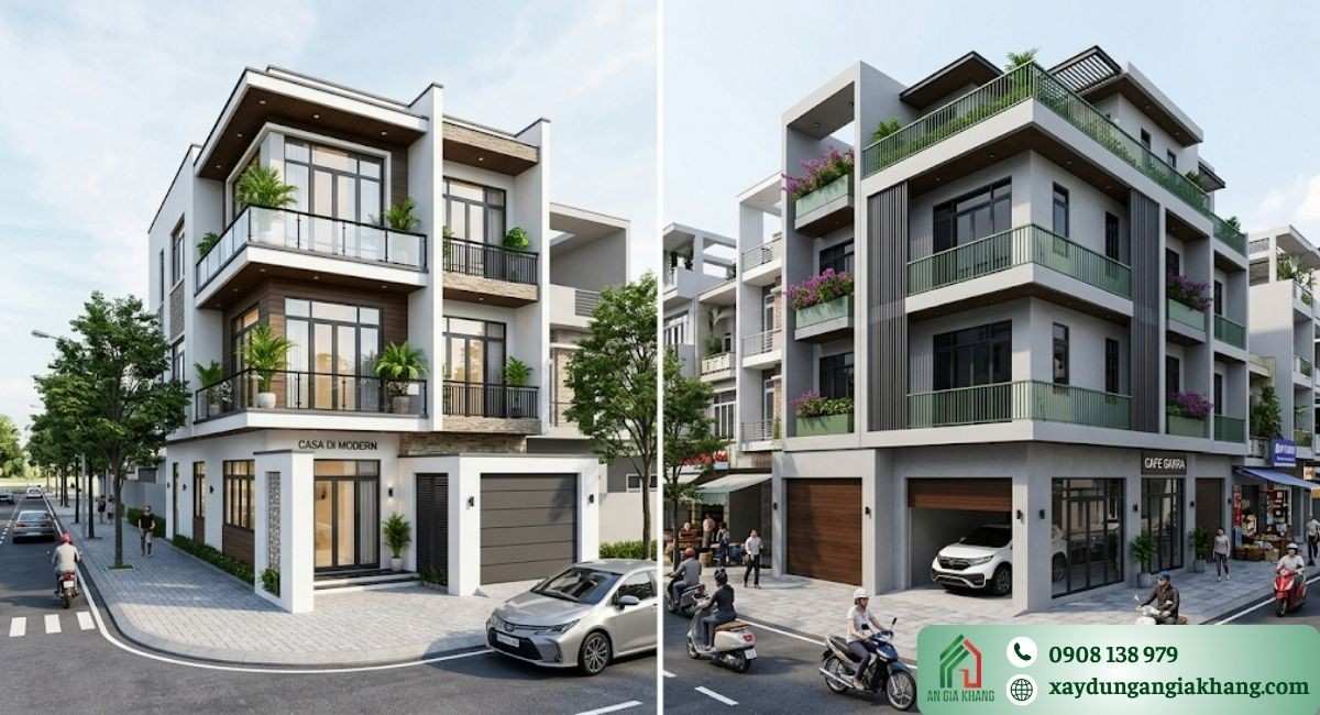 Nhà phố căn góc 2 mặt tiền có gara