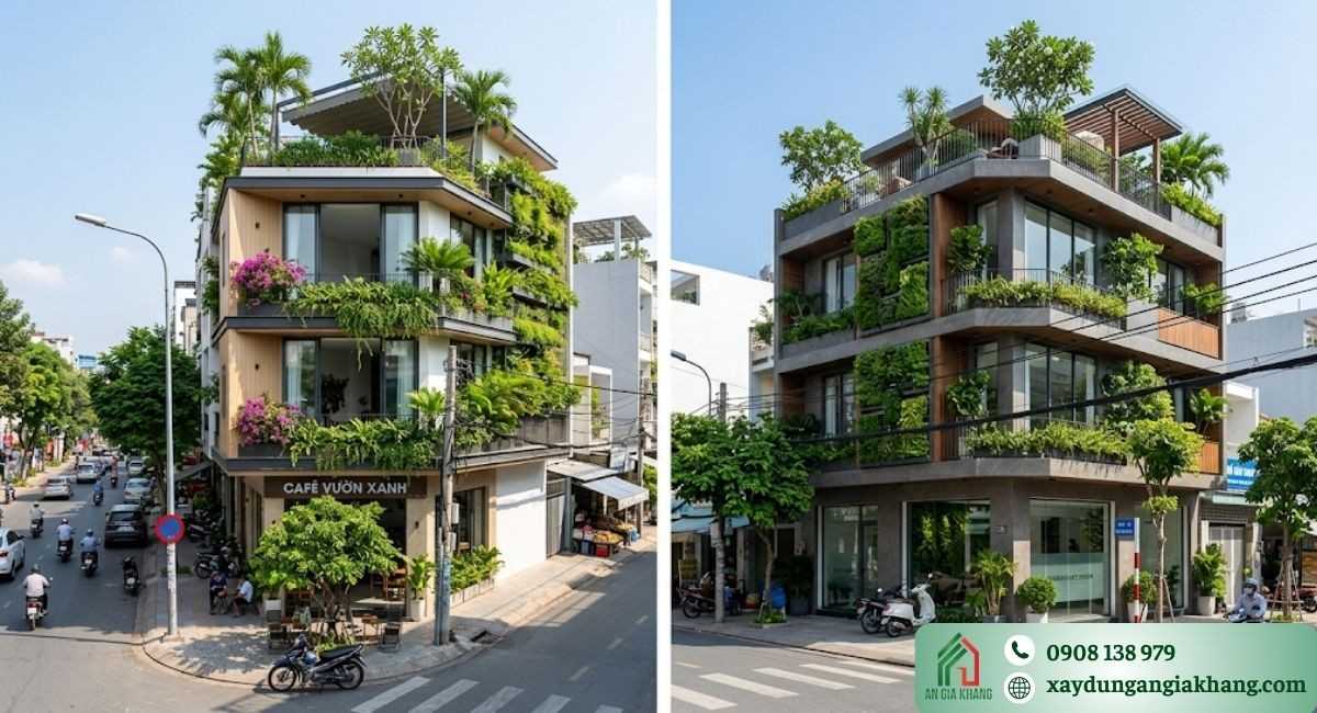 Nhà phố căn góc kết hợp không gian xanh