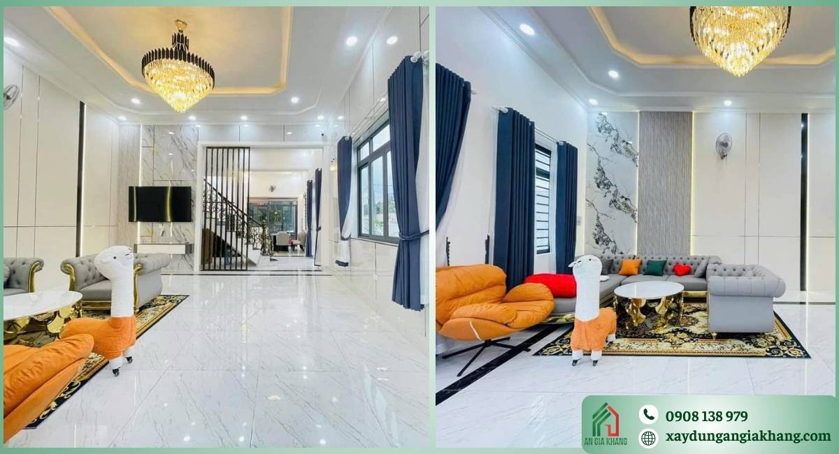 Đèn chiếu sáng phòng khách tạo không gian ấm áp