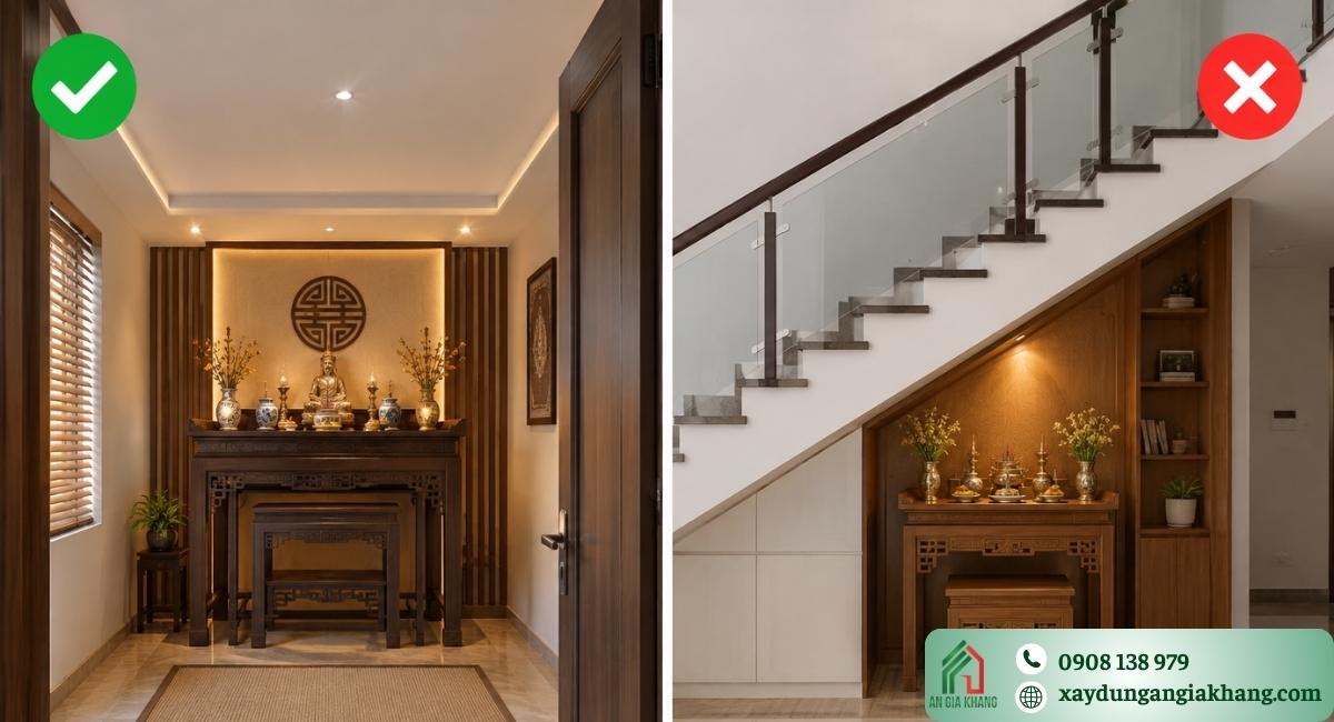 Kiêng đặt bàn thờ dưới gầm cầu thang