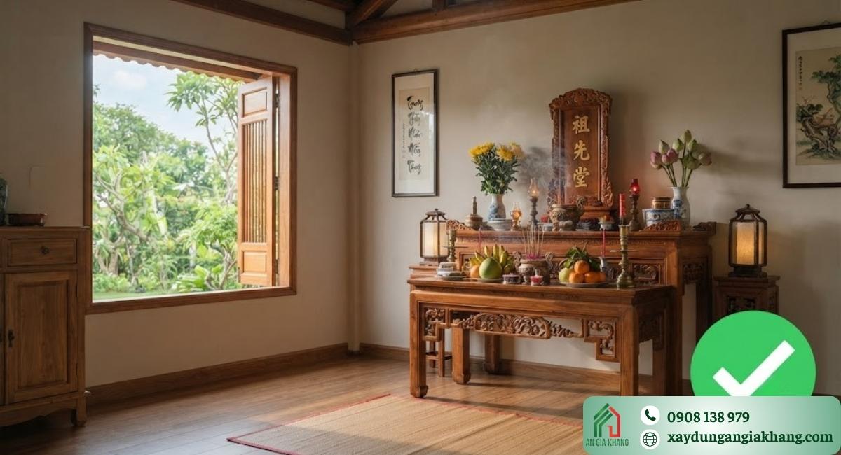 Phòng thờ cần đặt ở nơi yên tĩnh, tránh ồn ào