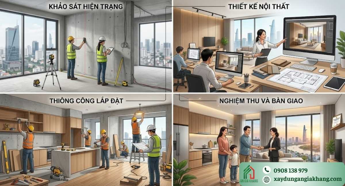 Quy trình thi công nội thất từ thiết kế đến hoàn thiện chuyên nghiệp