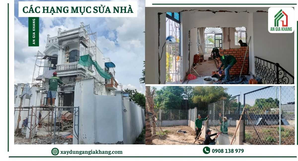 Các hạng mục thi công trong dịch vụ sửa nhà Bình Tân