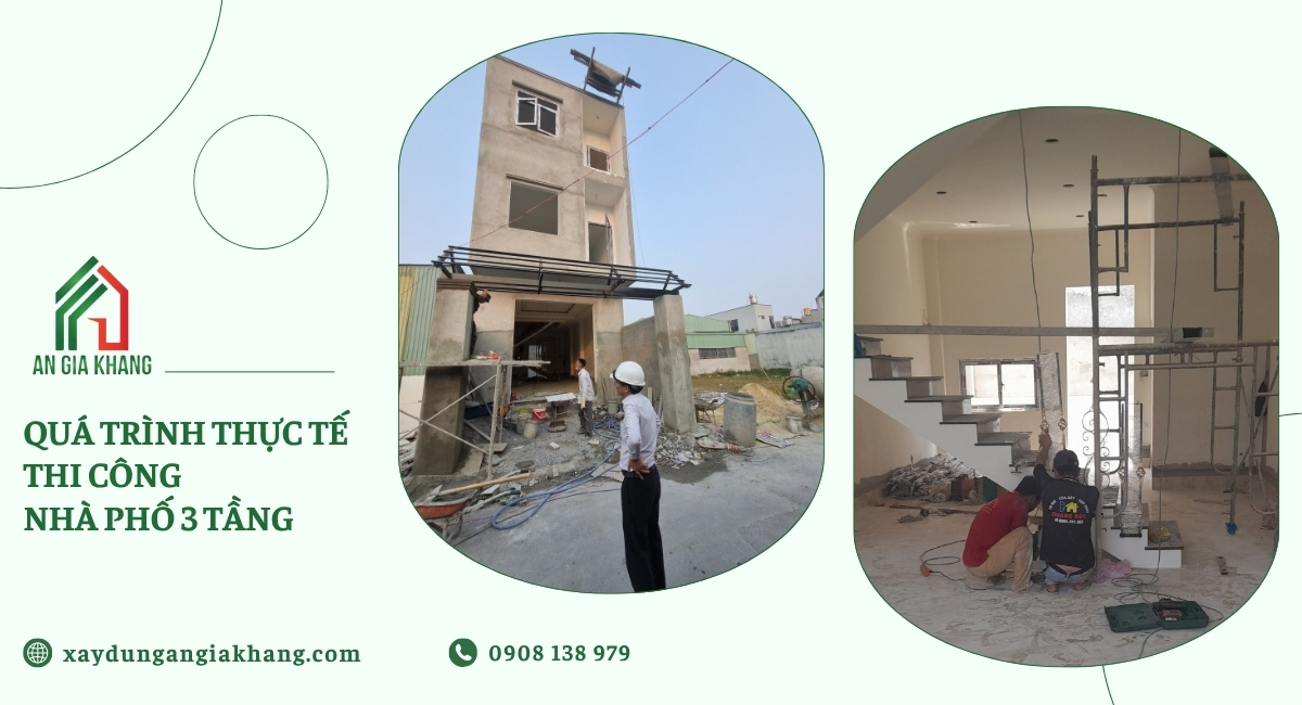 Quá trình thực tế tại công trình thi công nhà phố 3 tầng