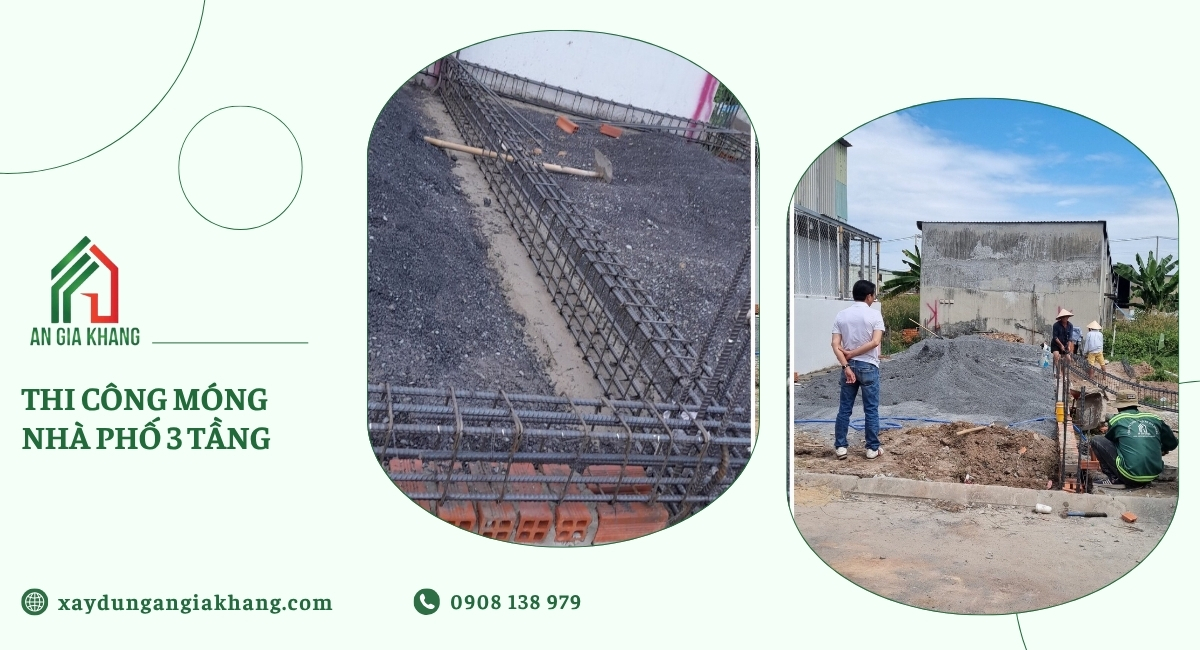 thi công móng công trình thi công nhà phố 3 tầng
