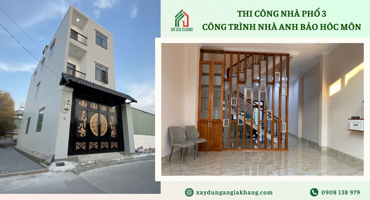 Thi công nhà phố 3 tầng - Công trình nhà anh Bảo