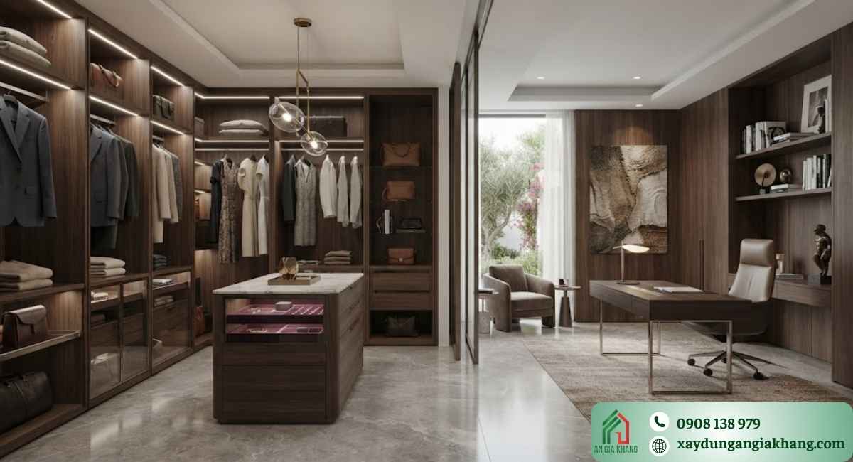 Phòng thay đồ và phòng làm việc biệt thự