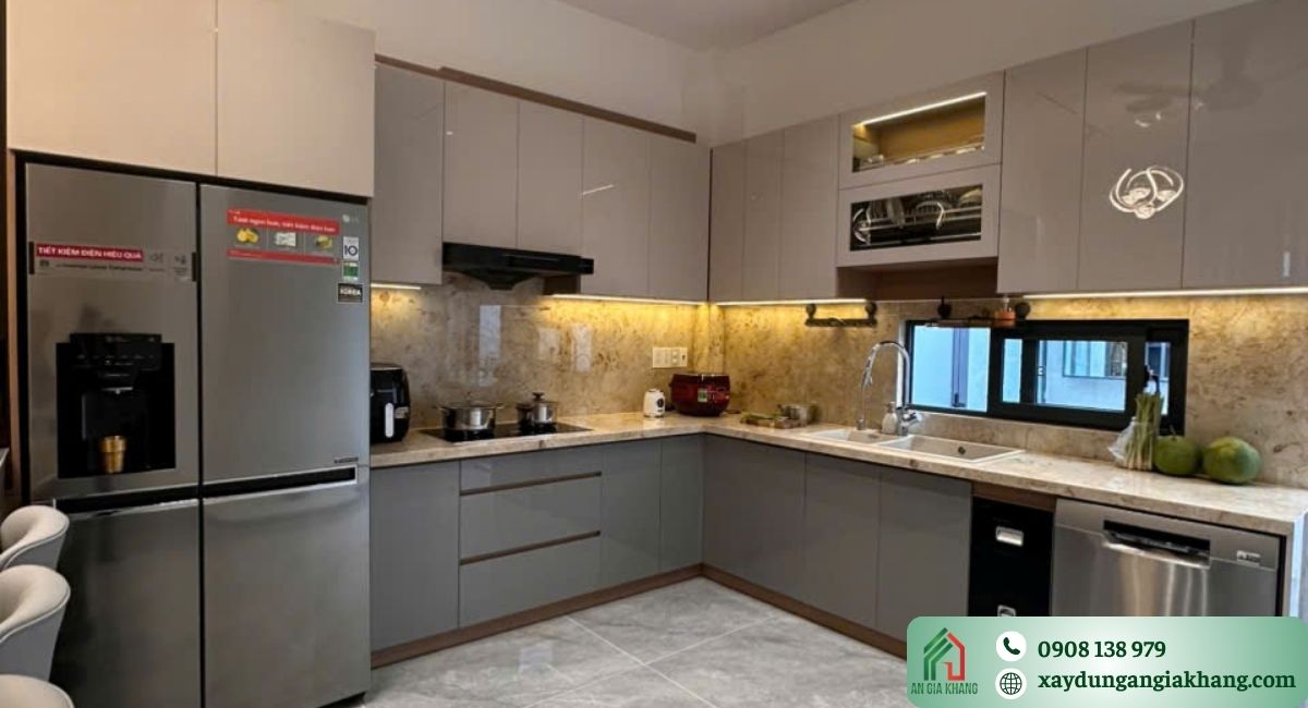 Thiết kế bếp chữ L tối ưu diện tích