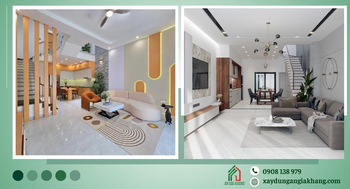 Không gian phòng khách hoàn thiện đẹp và đầy đủ công năng sử dụng