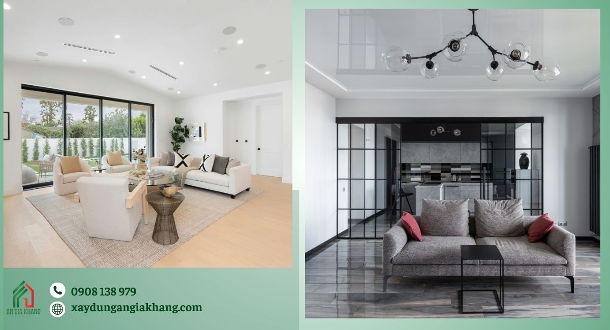 Thi công nội thất phòng khách sang trọng cho nhà phố hiện đại