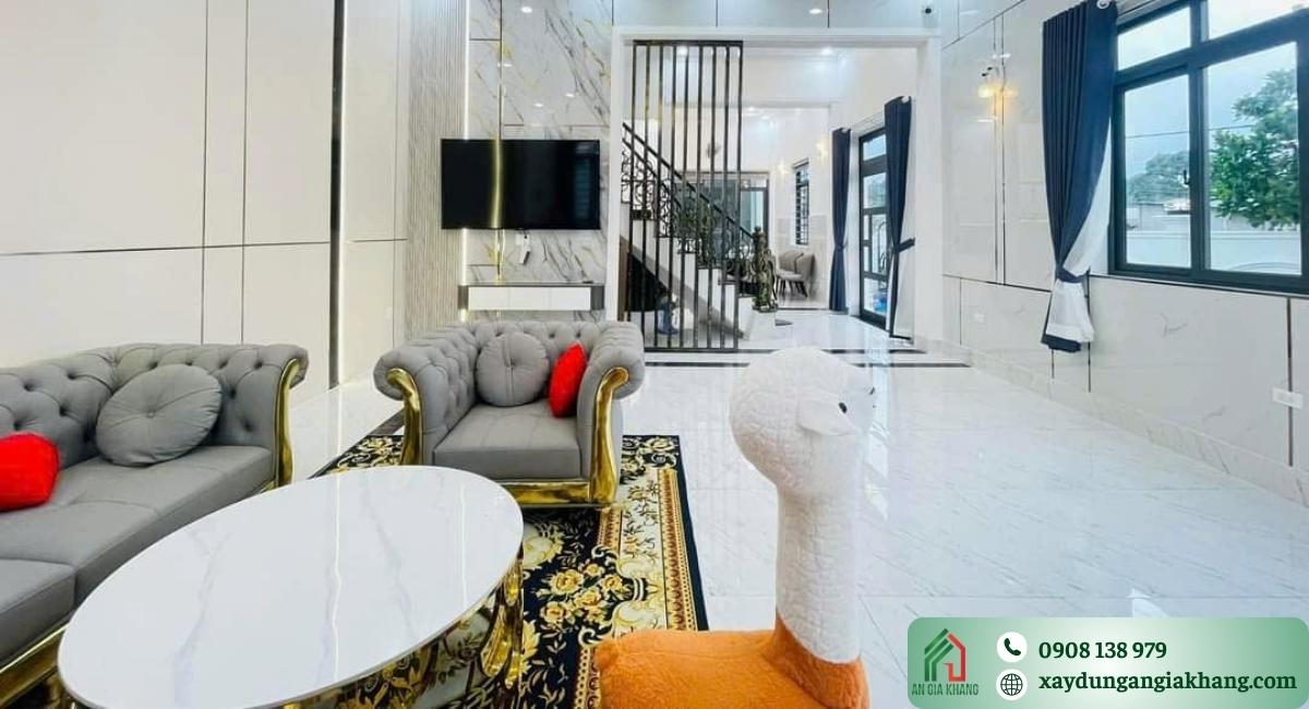 Thi công nội thất phòng khách hiện đại cho nhà phố