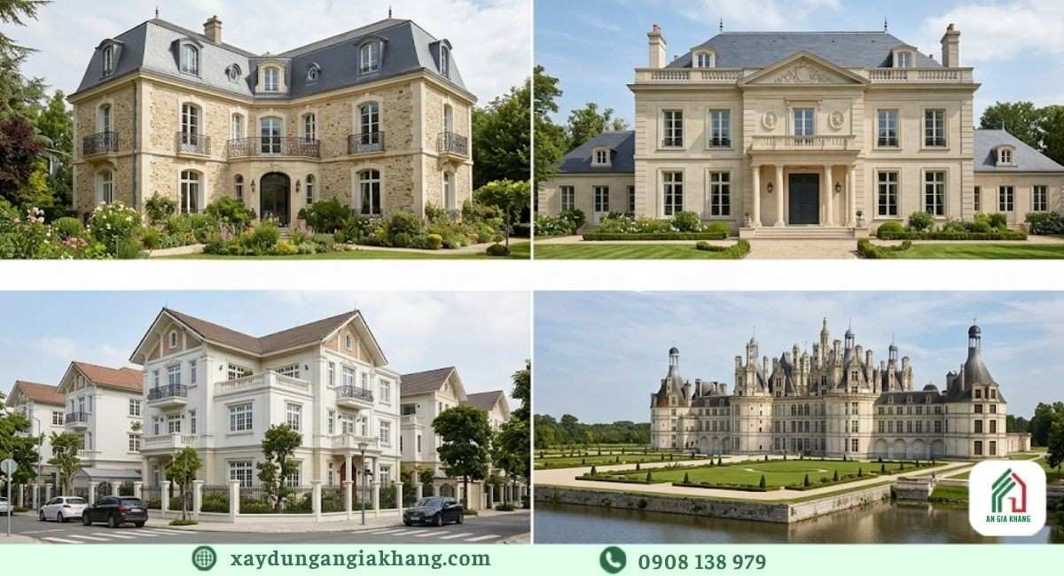 Các mẫu thiết kế biệt thự Pháp theo hình dáng