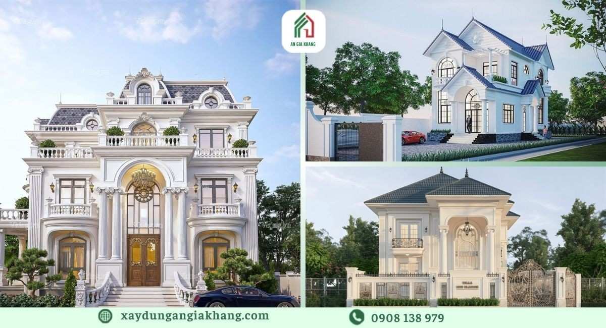 Mẫu thiết kế biệt thự Pháp theo hệ mái