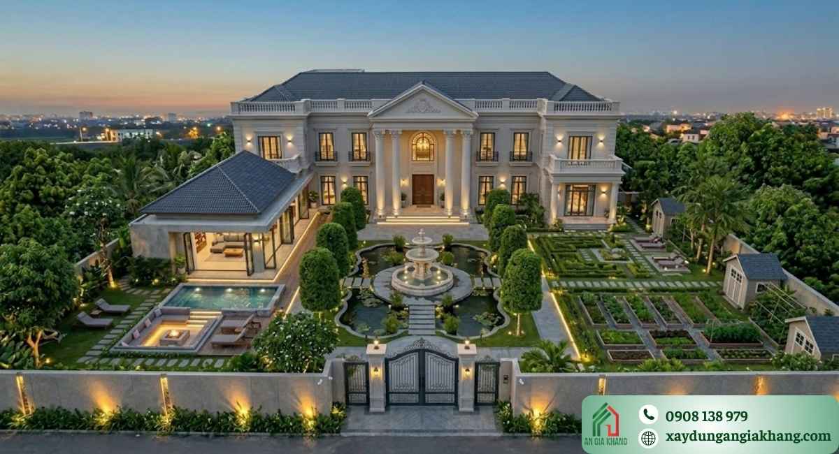 nhà vườn 2 tầng không gian xanh