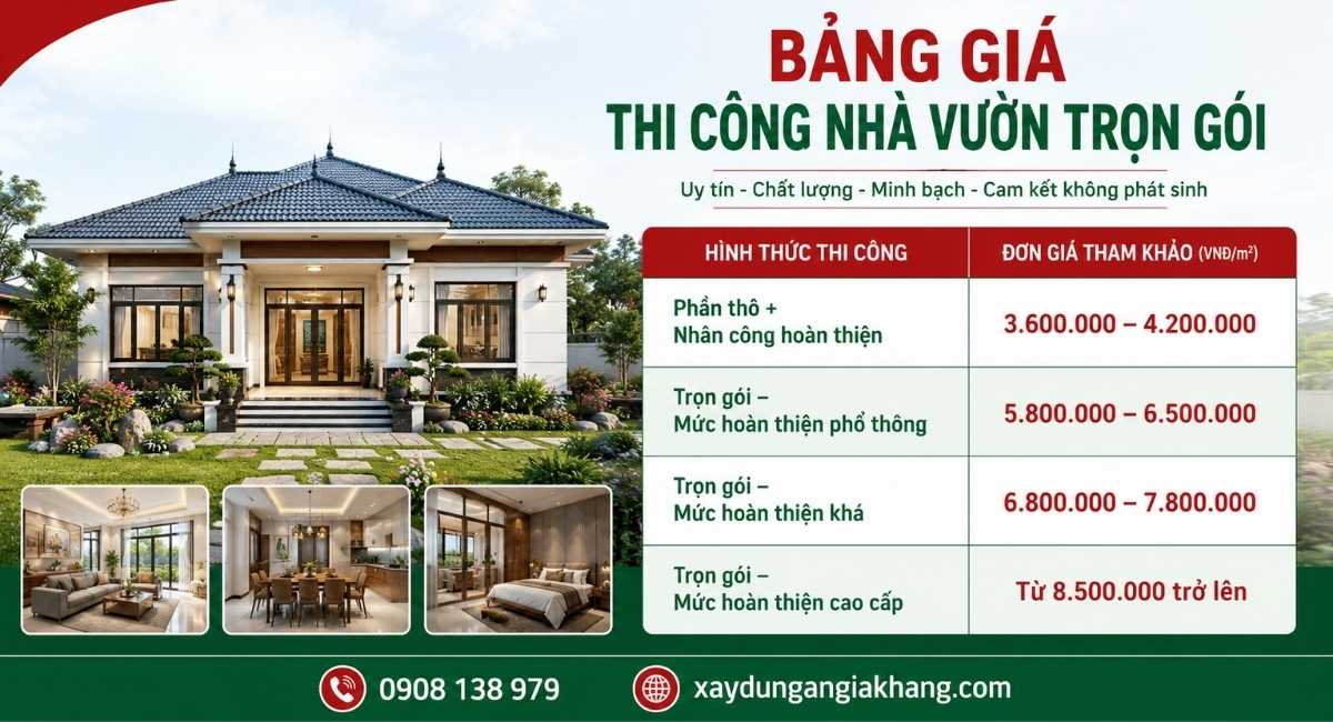 Báo giá xây nhà vườn