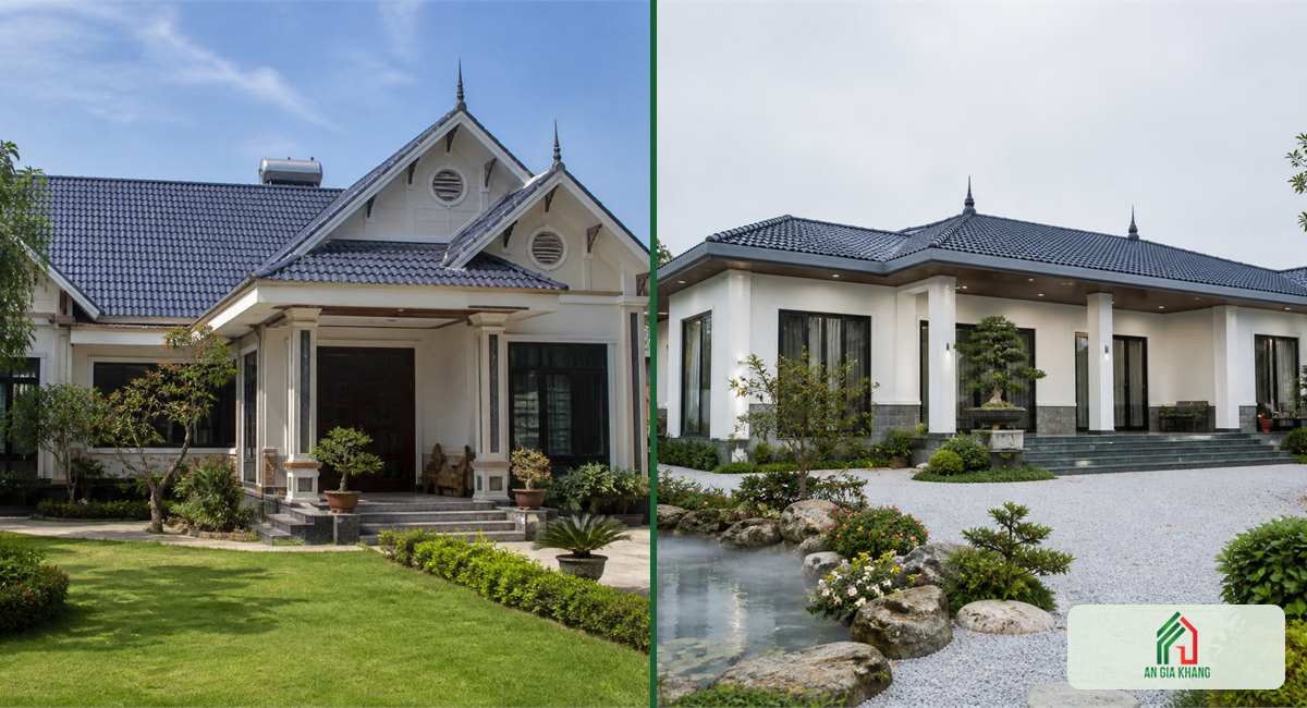 Nhà vườn cấp 4 mái Thái, mái Nhật